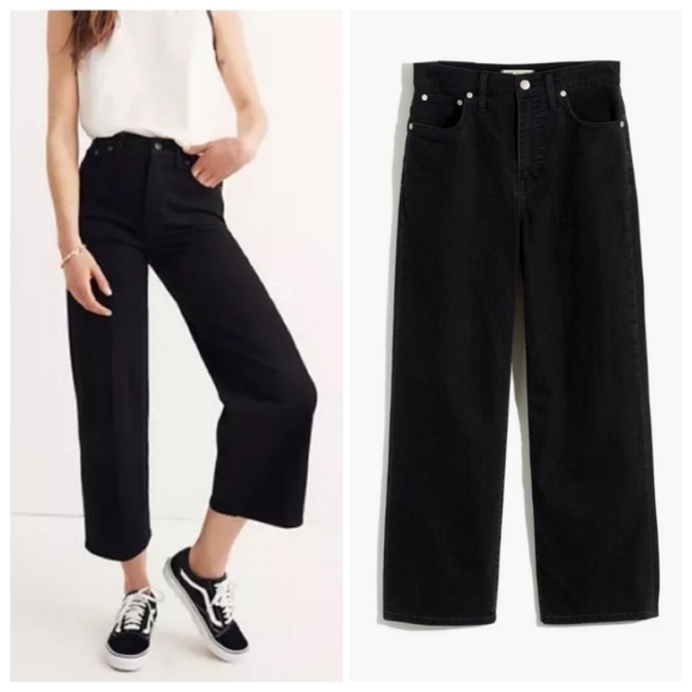 Madewell Slim Wide Leg Crop Jeans Black
